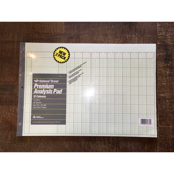 NIP National Brand Premium Analysis Pad 2 pk 12 Column 11x16 50 sheets # 45-362 - Picture 1 of 3